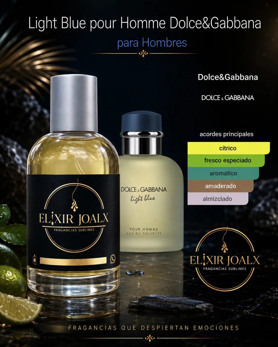 Elixir joalx light home – inspirado en Light blue pour Homme Dolce
