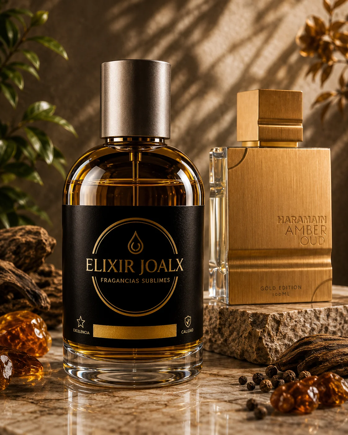 Elixir Joalx amberediti – inspirado en Al Haramain Amber Oud Gold Edition